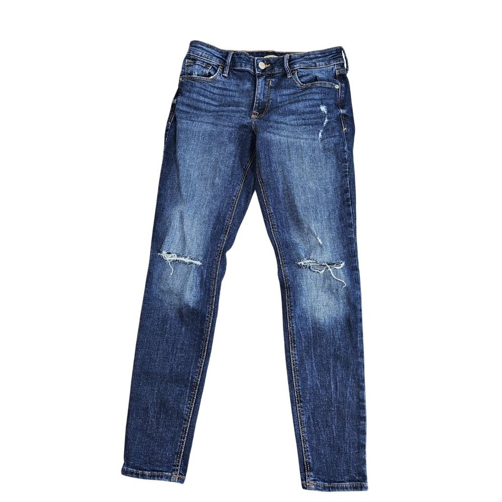 Old Navy Rockstar Jeans Womens 4 Blue Mid‎ Rise Super Skinny Distressed Denim